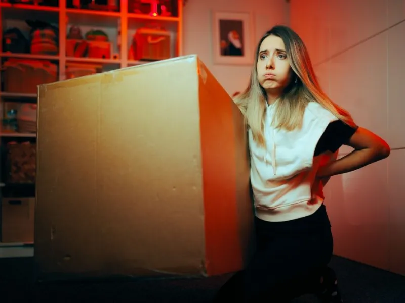 Rov's-Protects you from injury or liability Women removing a big box