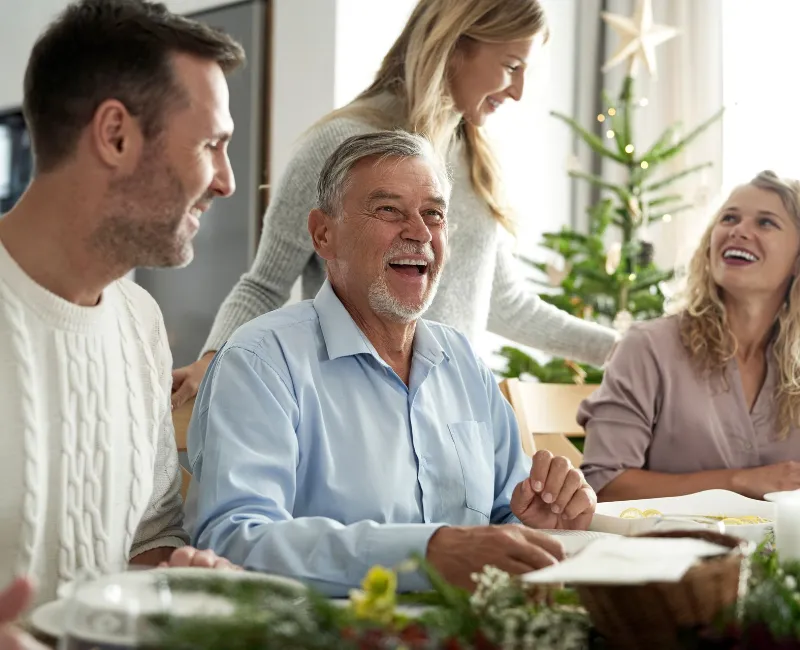 family spending time over table